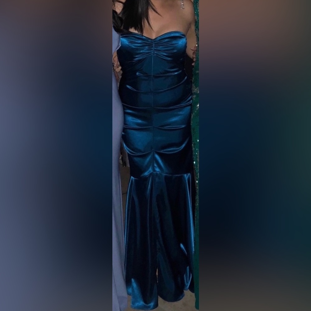 Jump Apparel Blue Strapless Gown